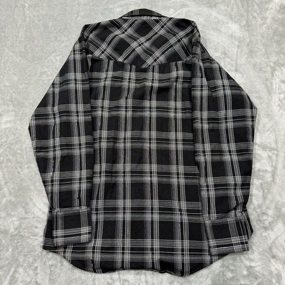 Ely Cattleman Shirt Mens Medium Black Plaid Long Sleeve Snap Button Western Work - Picture 2 of 10